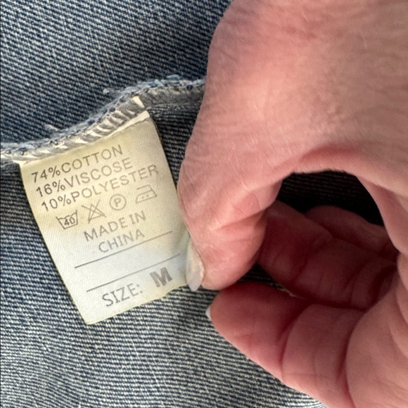 Military-Inspired Dark Blue Denim Jacket with Decorative Buttons - Picture 5 of 6